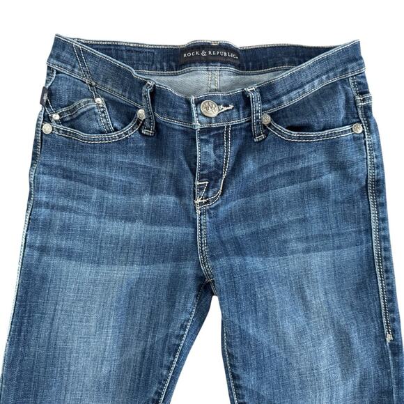 Rock & Republic Kasandra Jeans women sz 4 embellished Bootcut Moto Boho Edgy - Picture 6 of 13